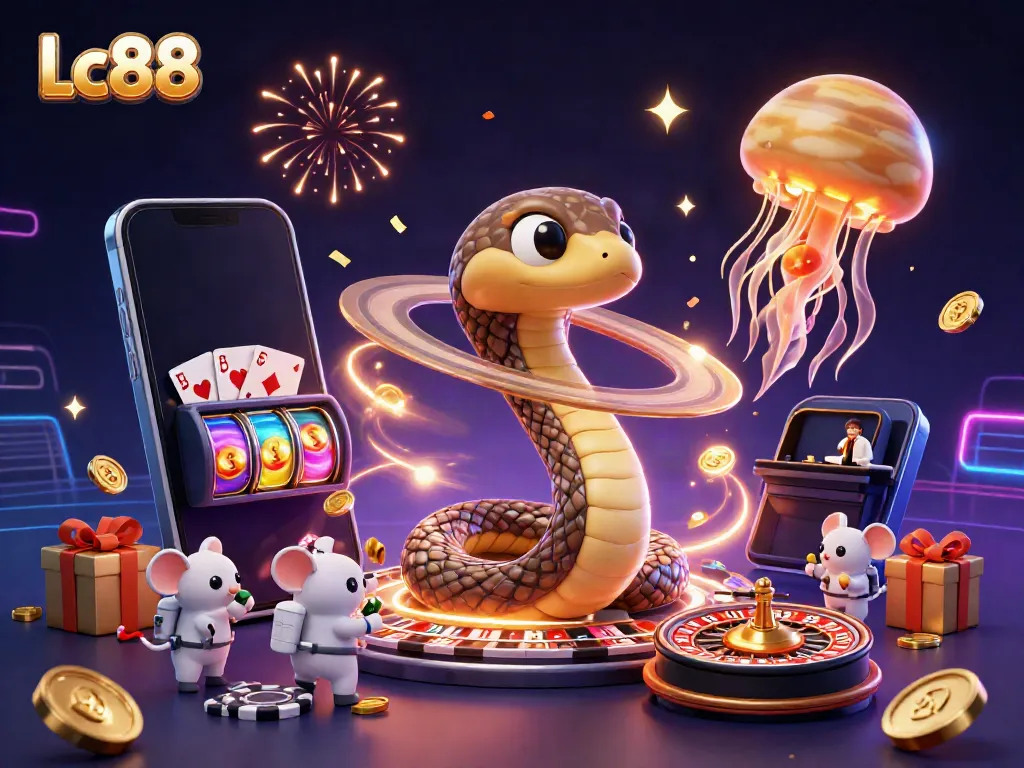 Experience epic Lc88 betting with a cosmic casino scene featuring playful elements and vibrant visuals.